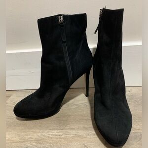 SAKS FIFTH AVE. Black Suede High Heel Boots